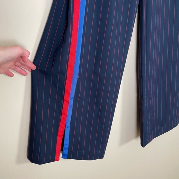 La Ligne for Target Side Stripe Wide Leg Plus Size Trousers Navy/Red 1X - Picture 9 of 11